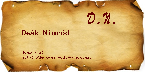 Deák Nimród névjegykártya